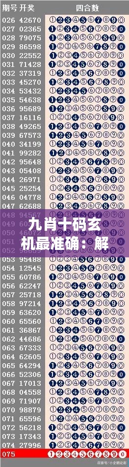 九肖十码玄机最准确:解密数字游戏背后的逻辑与概率学