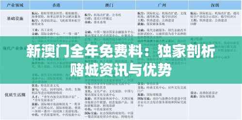 新澳门全年免费料:独家剖析赌城资讯与优势
