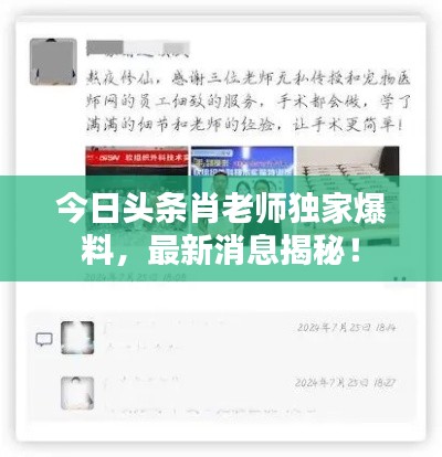 今日头条肖老师独家爆料，最新消息揭秘！